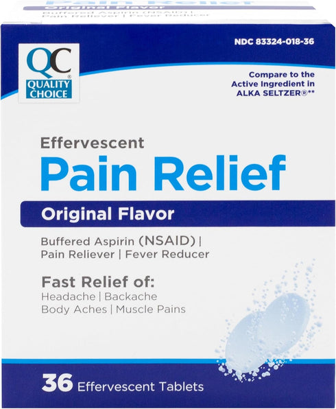 Quality Choice Effervescent Pain Relief Original Flavor, 36 Tablets (Pack of 2)...