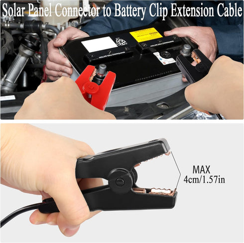 QIANRENON Solar Panel Connector Cable 12AWG Solar Panel Connector to Battery Clip Extension Cable Alligator Clip to Male & Female Solar Connectors...
