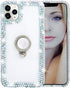 Bonitec Compatible with iPhone 12 Pro Max Case 3D Glitter Sparkle Bling Case Metal Finger Ring Bracket Stand Luxury Shiny Crystal Rhinestone Diamo...