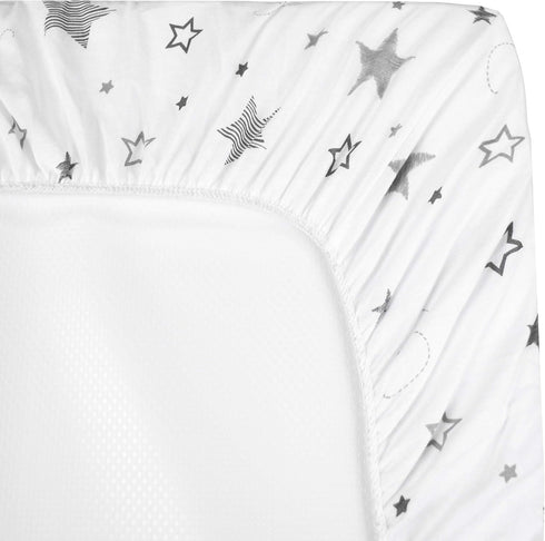 TL Care Printed 100% Cotton Knit Fitted 18" x 36" Cradle/Bassinet Sheet - Compatible with Mika Micky Bassinet, Super Stars, Soft Breathable, for B...