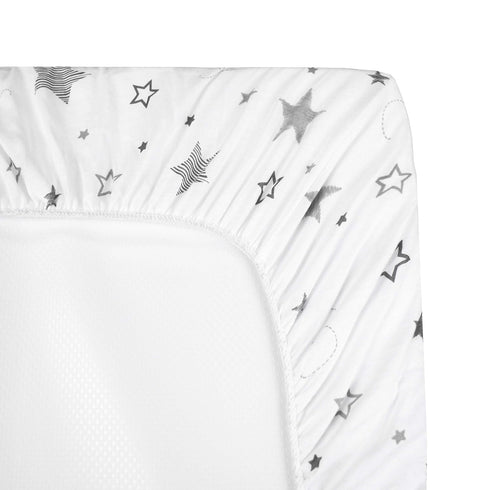 TL Care Printed 100% Cotton Knit Fitted Contoured Changing Table Pad Cover - Compatible with Mika Micky Bassinet, Super Stars, for Boys and Girls...