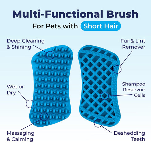 Furbliss Dog Brush for Small Dogs, Cats and Pets with Short Hair, Grooming Bathing Massaging Deshedding Multi-Functional Wet or Dry Silicone Brush...
