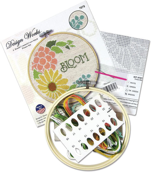 Design Works Crafts Bloom Counted Cross Stitch Kit with Hoop...