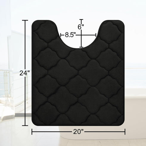 OLANLY Memory Foam Toilet Rugs U-Shaped 24x20, Ultra Soft and Absorbent Bathroom Rugs, Non-Slip Thick Toilet Bath Mat, Machine Wash Dry, Contour B...