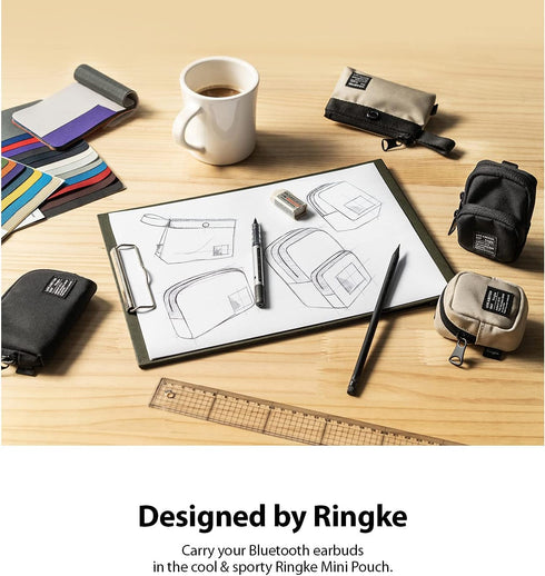 Ringke Mini Pouch Block, Mini Bag for Universal Wireless Ear Buds, Durable Waterproof Keychain Accessories Small Pouch Bags Compatible with AirPod...