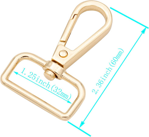 12 Pcs D Ring Swivel Lobster Claw Clasp, Push Gate Snap Hooks Trigger Clips(Gold, 1 1/4 inch)...
