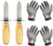Oyster Shucking Knife Set of 2 Stainless Steel Oyster Knifes and 2 Pairs Level 5 Cut-Resistant Gloves?Oyster Knives Suitable for All Kinds of Shel...
