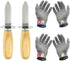 Oyster Shucking Knife Set of 2 Stainless Steel Oyster Knifes and 2 Pairs Level 5 Cut-Resistant Gloves?Oyster Knives Suitable for All Kinds of Shel...