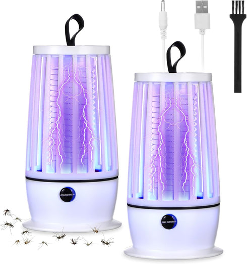 2 Pcs Electric Bug Zapper for Indoors Outdoor Mosquito Zapper Insect Purple Light Mosquito Trap Portable Fly Killer with Security Grid for Home Be...