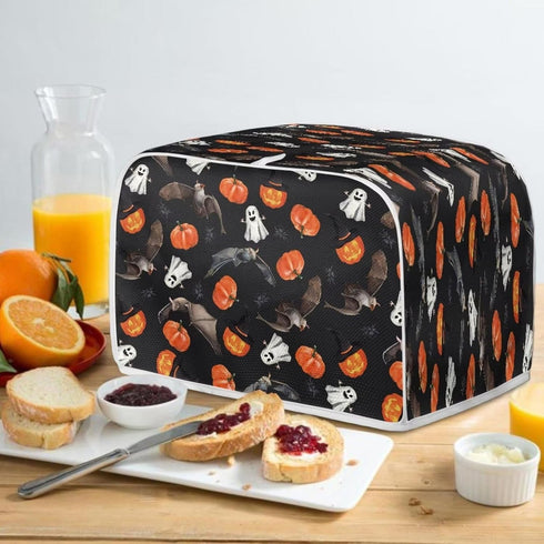 Bat 2 Slice Toaster Covers, Pumpkin Ghost Anti-Sputtering Bread Toaster Cover Toaster Dust Cover, Small Washable Kitchen Appliance Protector, Keep...