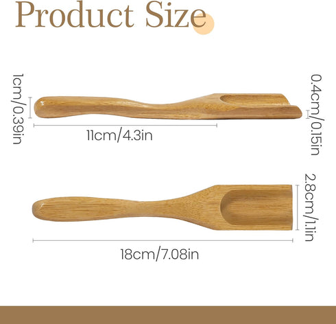 3 Pieces Wooden Loose Tea Scoops, Natural Bamboo Wood Spoons for Scooping Coffee Powder, Spices and Condiments, Long Handle 7"...