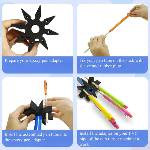 Riomh Epoxy Pen Turner Attachment, Glitter Pen Adapter for Holding Pens on Turner Machine, Sublimation Pens blank Turner Kit to Make Customized Pe...