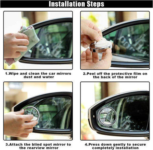 4PCS Car Blind Spot Mirrors, Adjustable HD Glass Auto Side Rear View Mirrors Round Wide View Angle Mirror, Car Rear View Convex Accessories with F...