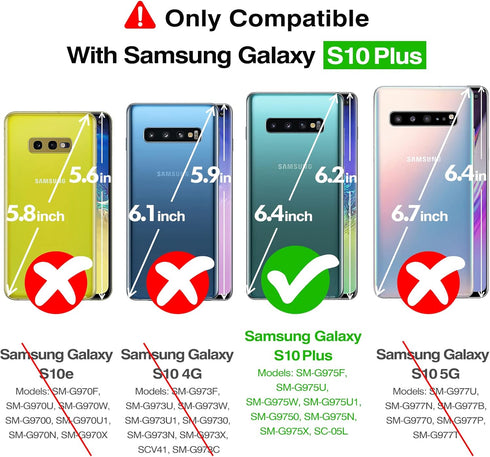 Rayboen Case for Galaxy S10 Plus, Crystal Clear Designed Shockproof Protection Phone Case, Transparent Hard PC Back Flexible TPU Sleek Light and D...