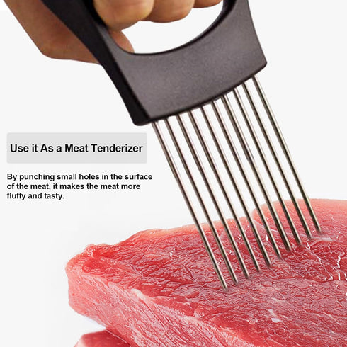 Onion Holder for Slicing, Lemon Slicer Onion Cutter for Slicing, Vegetable Cutter for Potato and Tomato, Avocados, Eggs, Food Slicer Assistant Too...