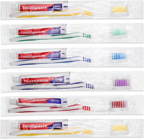 10 Pack Disposable Toothbrushes with Toothpaste Individually Wrapped, 10g Travel Toothpaste Single Use Manual Toothbrush Kit for Adults Guests Tra...