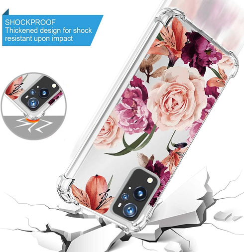 Case for OnePlus 9 Pro Case, OnePlus 9 Pro Case for Girls Women, Clear Floral Soft Flexible TPU Slim Phone Protective Case Cover for OnePlus 9 Pro...