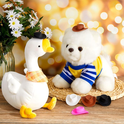 20 Pieces Plastic Mini Western Cowboy Cowgirl Hat Miniature Cute Doll Hat Party Dress Hat for Dollhouse Decoration (Pink, White, Brown, Black,Cute...