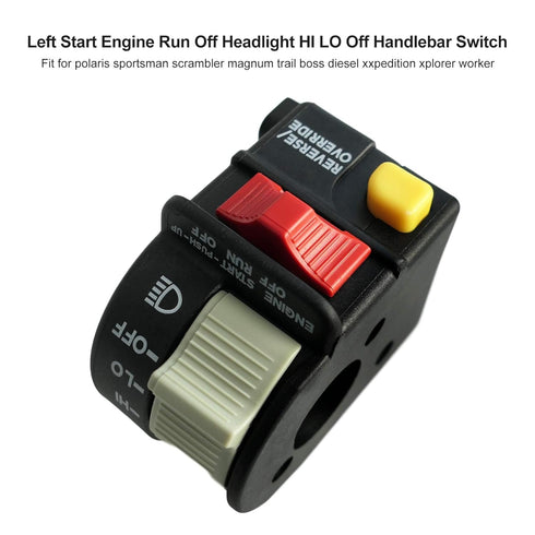 Left Handlebar Bar Switch, Engine Start Run Off Headlight HI LO Off Start Light Switch for Polaris Magnum Scrambler Sportsman Trail Boss Worker Xp...