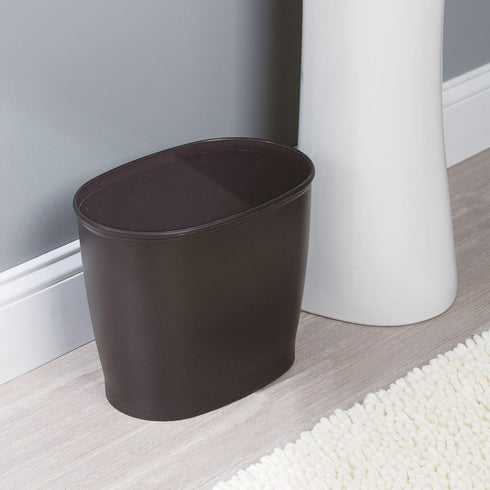 IDesign Oval Plastic Trash Can for Bath, Bedroom, Office - The Kent Collection – 12" x 8" x 10", Bronze...