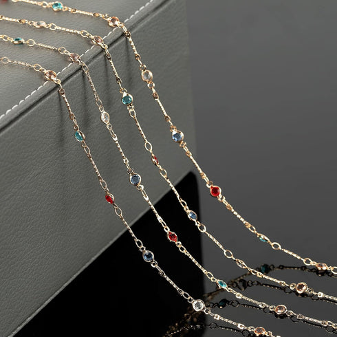 YOUBEIYEE 16.4 Feet Gold Plated Jewelry Chains Bulk Mixed Color Glass Bead Chains for Jewelry Making Women Necklace Anklet DIY Jewelry Supplies...