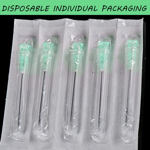 100 Pack 21Ga 1 Inch Stainless Steel Dispensing Lab Tools Accessories for Scientific Labs, Measuring and Refilling, Individually Wrapped...