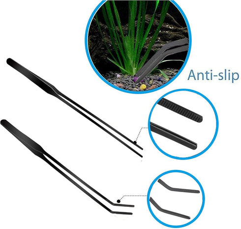 Aquarium Scissor Tweezers Spatula Tool - 4 in 1 Stainless Steel Aquatic Plants Aquascaping Tools Set for Fish Starter Kits & Aquariums Tank(Black)...