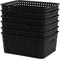 6 Pack Plastic Pantry Weave Storage Basket Bin, Black...