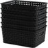 6 Pack Plastic Pantry Weave Storage Basket Bin, Black...