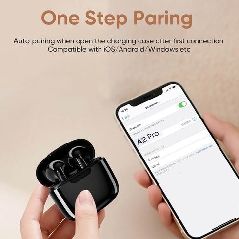 Black Earbuds, Wireless Bluetooth Earbuds, 25Hrs Playtime USB C TWS Built in Noise Cancellation Microphone with Charging Case, for Sports/Workout/...
