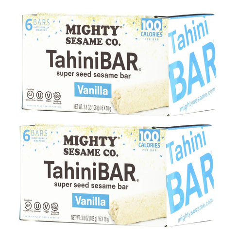 Mighty Sesame TahiniBars (Vanilla, 6 count pack of 2) 100 Calorie Bar, Gluten Free, Vegan, Nothing Artificial, Kosher...