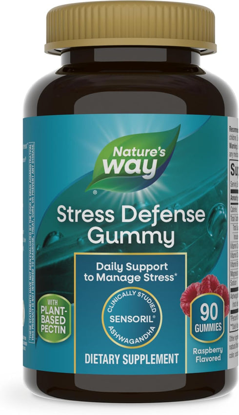 Nature's Way Stress Defense Gummies, Stress Support*, Supports Balanced Cortisol Response*, with Sensoril Ashwagandha, Vitamins B6, C, and D3, Ras...