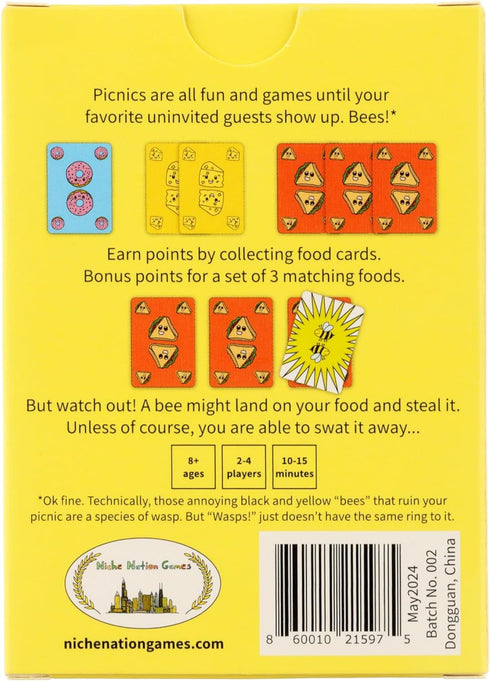 Bees! - Nothing Ruins A Good Picnic Like...Bees! 2 Player Games for Adults and Kids Or Up to 4 Players - Family Games for Kids and Adults...