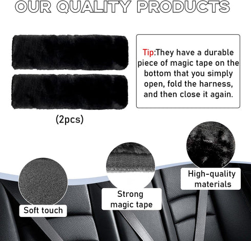 2PCS Car Seat Belt Cover Pad, Soft Auto Seatbelt Protector for a More Comfortable Driving, Fluffy Plush Seatbelt Shoulder Pad for All Vehicles and...