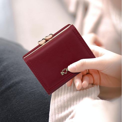 Wallet for Women Cute Wallet Card Holder for Girls Small Trifold RFID Blocking Wallet Zipper Leather Short Purse (Red)...