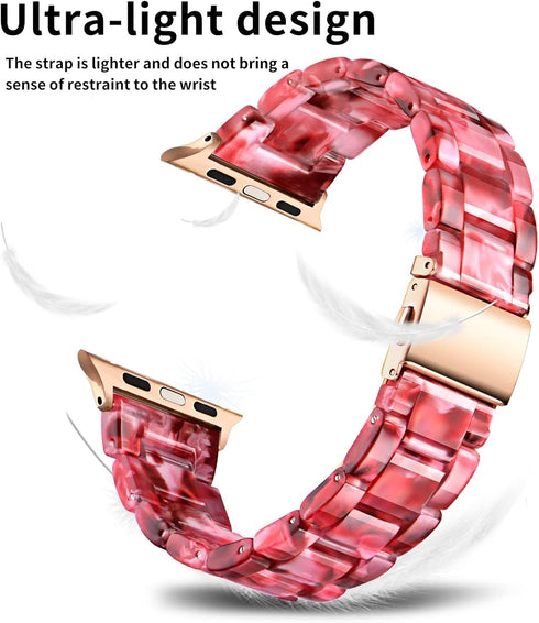 Bestig Compatible with Resin Apple Watch Band 38mm 40mm 41mm 42mm-Series 10, Stainless Steel Buckle Waterproof Replacement Strap for iWatch Ultra ...