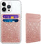 Glitter Self Adhesive Card Holders for Back of Phone, Leather RFID Phone Wallet Pockets Stick On, Credit Card Holders Sleeve for Phone Case, Rose ...