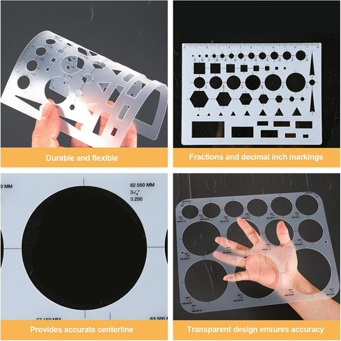 3pcs Circle Templates for Drafting, 3 Size Clear Circle Stencils for Drawing Flexible Multifunctional Round Geometric Ruler Plastic Circle Tracer ...
