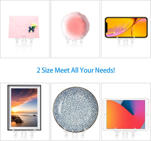 20 Pack Plastic Easel Plate Stands for Display Pictures, Photo, Dish, Art Pieces, Certificates, Placecard, Posters, Envelopes and Small Boards, 2 ...