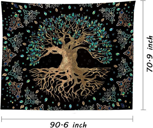 XGXL Life Tree Tapestry Wall Hanging - Bohemian Hippie Wishing Tree Tapestries Psychedelic Wall Carpet Mystic Aesthetic Wall Tapestry for Living R...