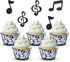 48 Pieces Music Note Cupcake Toppers and Wrappers Musical Symbol Lace Cupcake Liners Paper Baking Cup and Food Picks Toothpicks for Birthday Cake ...