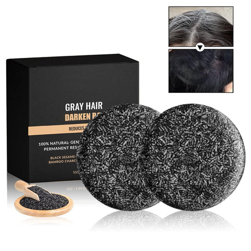 2PCS Gray Hair Reverse Bar Black Soap Bar Shampoo Bars for Gray Hair Coverage Reverse Bar Soap Darkening Shampoo Soap for Women Men...