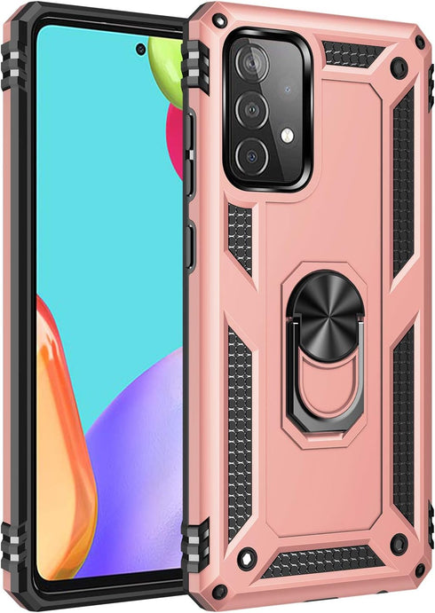 Military Grade Drop Impact for Samsung Galaxy A52 5G Case 360 Metal Rotating Ring Kickstand Holder Armor Heavy Duty Shockproof Case for Galaxy A52...