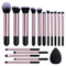 BS-MALL Makeup Brushes 16 Pcs Purple Short Handle Travel Makeup Brus Set with 1 Triangle Puff (Purple)…...