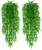 YYaaloa Fake Plants Artificial Hanging Plants 2-Pack 31.5Inch Boston Fern Fake Leaves Greeny Chain Wall Home Room Garden Wedding Garland Outside D...