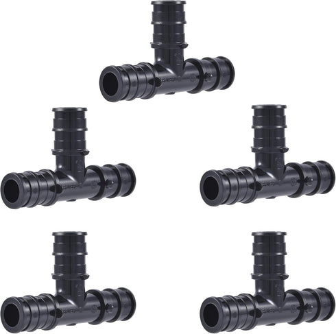 SharkBite 1/2 Inch Poly Expansion Tee for PEX-A Pipe, Pack of 5, Plastic Plumbing Fittings, Tee Coupling for PEX-A Tubing, UA362A5...