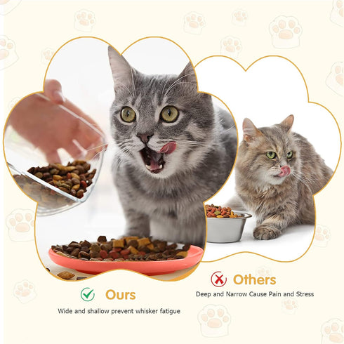 4 Pcs Whisker Fatigue Relief Cat Bowl Shallow Cat Food Dish 6 Inch Cat Wet Feeding Bowls Wide and Short Legged Cat and Small Pet Plate for Kittens...