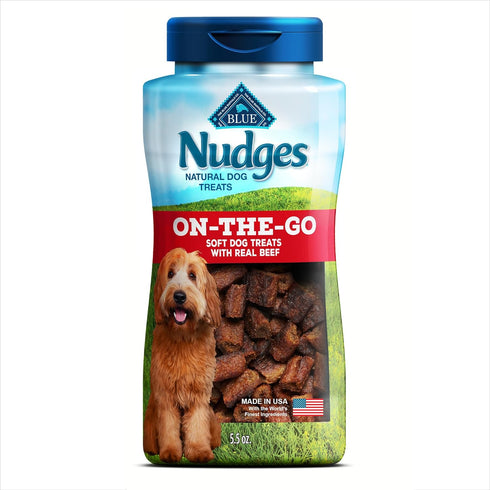 Blue Buffalo Nudges Bite-size Chewy Dog Treats with Real USA Beef, Made with Natural Ingredients, Great for On-the-Go, 5.5-oz. Container...