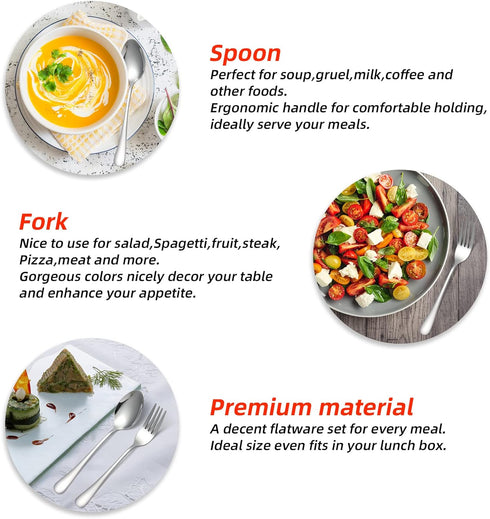 KITWARE 12 Pices Fork and Spoon Silverware Set Service 6, Stainless Steel Flatware Cutlery Set, Mirror Polished Kitchen Utensil for Home, Outdoor,...