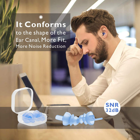 Ear Plugs for Sleeping 3 Pairs, Reusable Silicone Earplugs Sound Proof Noise Cancelling for Side Sleeper Study Travel Working Snoring Blocking -32...